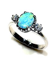 Ringe Sommer Gioielli Dame Anello con pietra in Weißgold Opale OPALE AUST. DIA CT 0.12 G/VS - OPALE AUST. DIA CT 0.12 G/VS